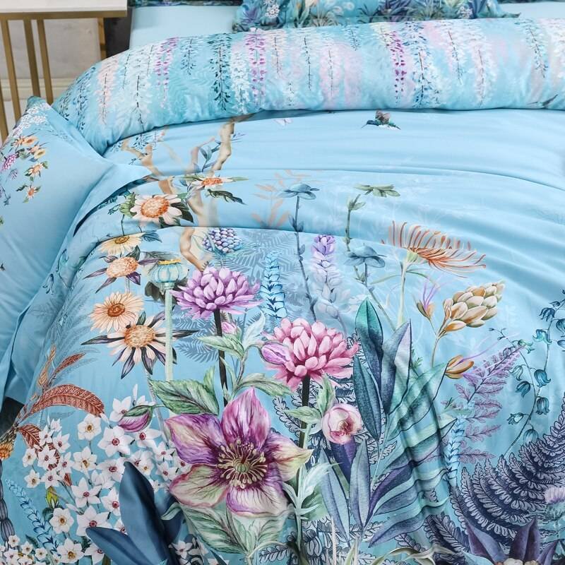 100% Egyptian Cotton 4Pcs Luxury Queen King Birds and Flowers Leaf Bedding Set 100% Egyptian Cotton 4Pcs Luxury Queen King Birds and Flowers Leaf Bedding Set
