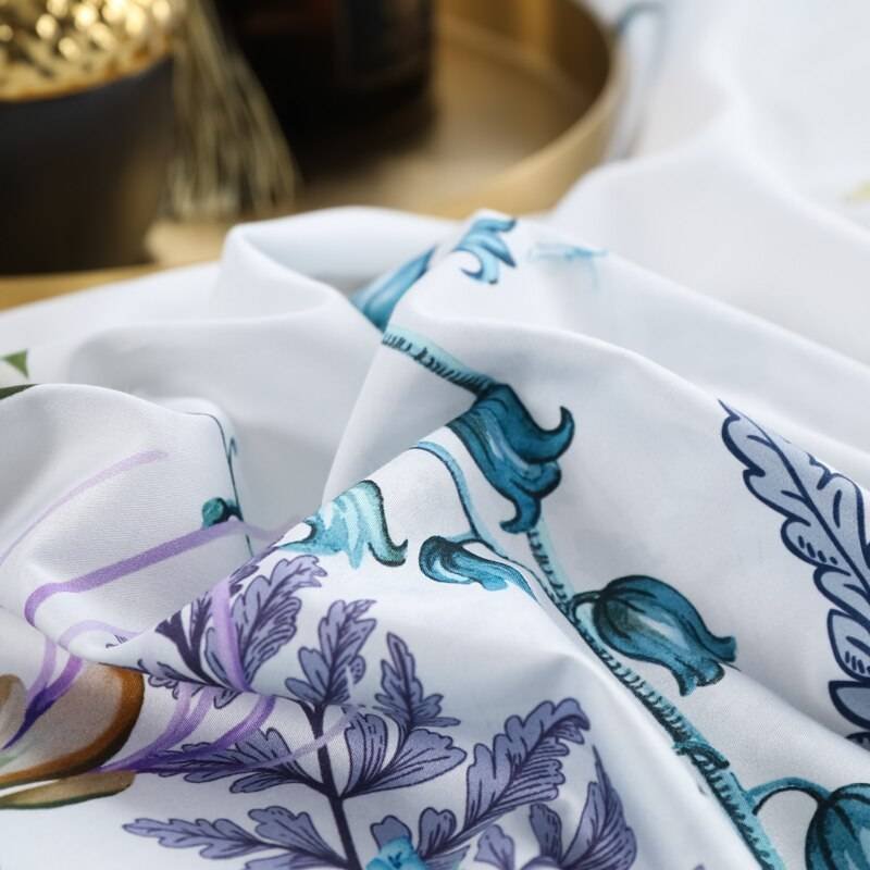 100% Egyptian Cotton 4Pcs Luxury Queen King Birds and Flowers Leaf Bedding Set 100% Egyptian Cotton 4Pcs Luxury Queen King Birds and Flowers Leaf Bedding Set