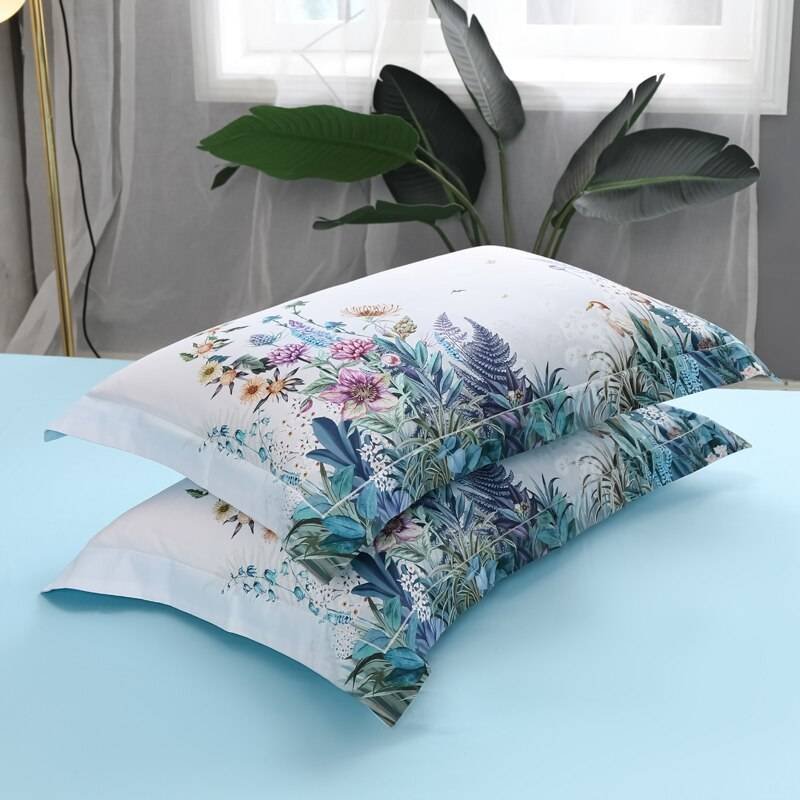 100% Egyptian Cotton 4Pcs Luxury Queen King Birds and Flowers Leaf Bedding Set 100% Egyptian Cotton 4Pcs Luxury Queen King Birds and Flowers Leaf Bedding Set