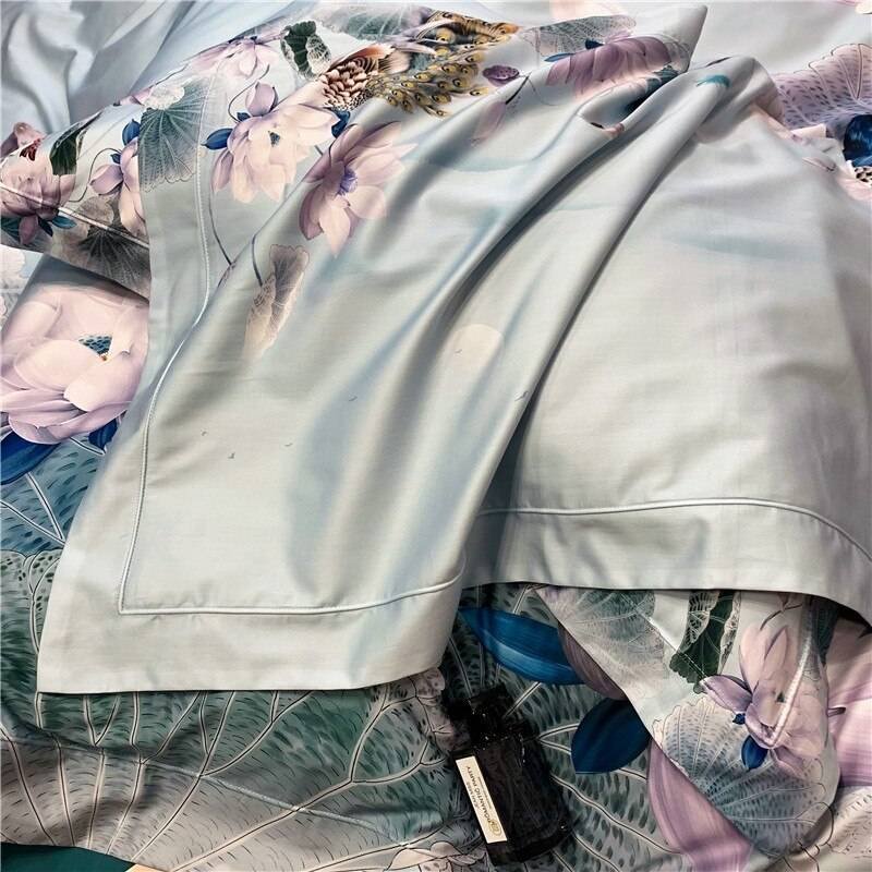 100% Egyptian Cotton 4Pcs Luxury Queen King Birds and Flowers Leaf Bedding Set 100% Egyptian Cotton 4Pcs Luxury Queen King Birds and Flowers Leaf Bedding Set