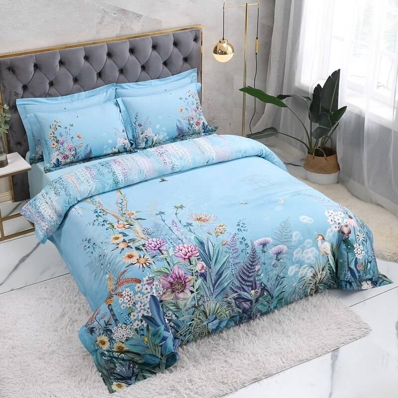 100% Egyptian Cotton 4Pcs Luxury Queen King Birds and Flowers Leaf Bedding Set 100% Egyptian Cotton 4Pcs Luxury Queen King Birds and Flowers Leaf Bedding Set