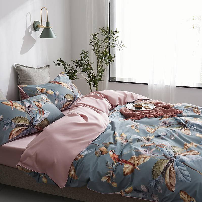 Egyptian Cotton Bright Flamingo Leaf King Queen Luxury Bedding Set 29 Colors 4/6 Pcs Egyptian Cotton Bright Flamingo Leaf King Queen Luxury Bedding Set 29 Colors 4/6 Pcs