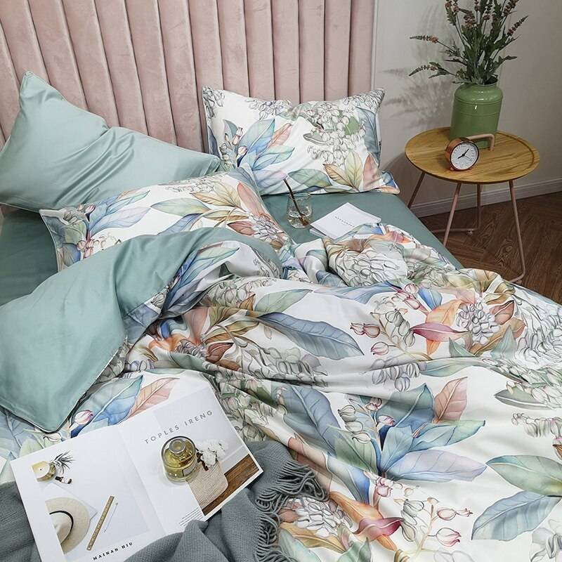 Egyptian Cotton Bright Flamingo Leaf King Queen Luxury Bedding Set 29 Colors 4/6 Pcs Egyptian Cotton Bright Flamingo Leaf King Queen Luxury Bedding Set 29 Colors 4/6 Pcs