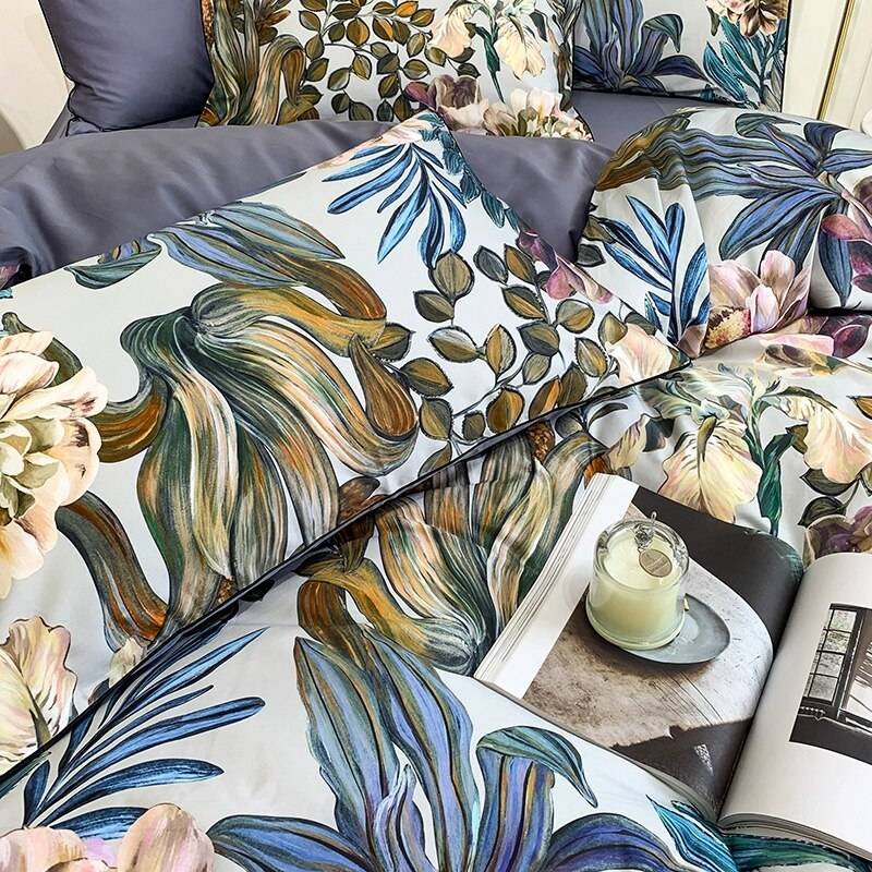 Egyptian Cotton Bright Flamingo Leaf King Queen Luxury Bedding Set 29 Colors 4/6 Pcs Egyptian Cotton Bright Flamingo Leaf King Queen Luxury Bedding Set 29 Colors 4/6 Pcs