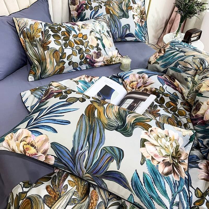 Egyptian Cotton Bright Flamingo Leaf King Queen Luxury Bedding Set 29 Colors 4/6 Pcs Egyptian Cotton Bright Flamingo Leaf King Queen Luxury Bedding Set 29 Colors 4/6 Pcs