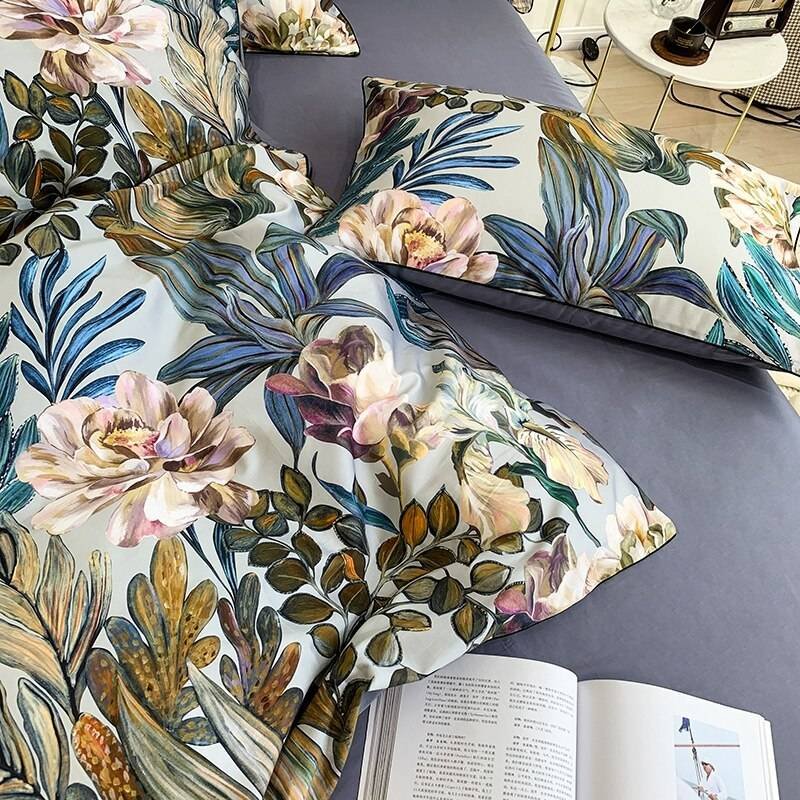Egyptian Cotton Bright Flamingo Leaf King Queen Luxury Bedding Set 29 Colors 4/6 Pcs Egyptian Cotton Bright Flamingo Leaf King Queen Luxury Bedding Set 29 Colors 4/6 Pcs