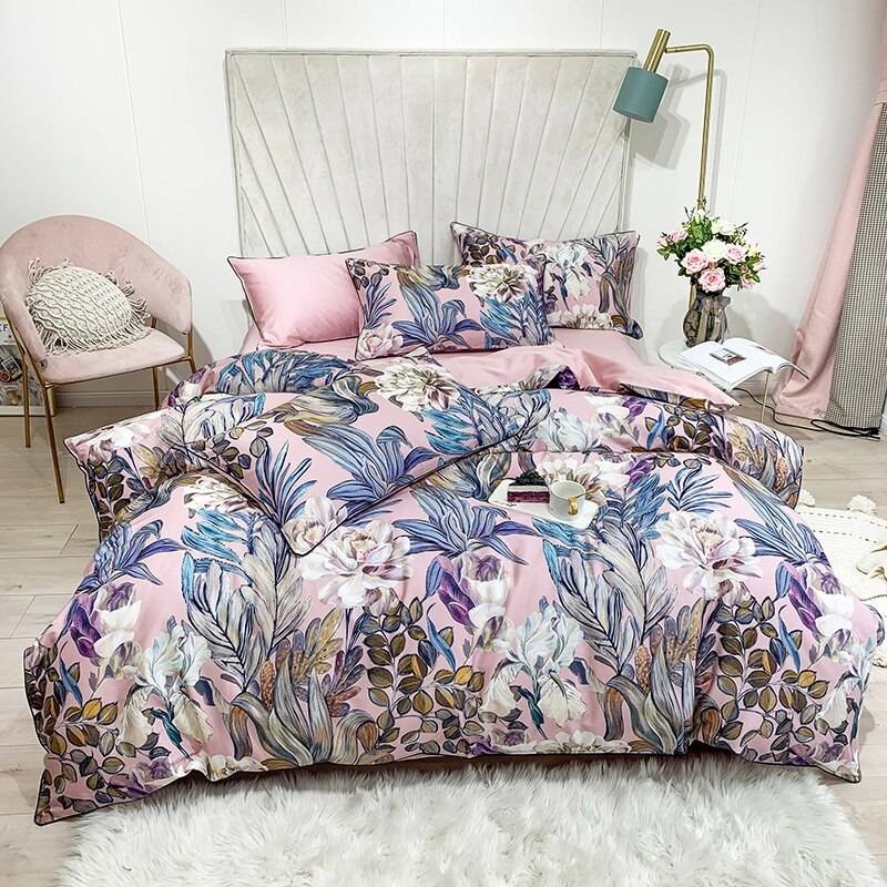 Egyptian Cotton Bright Flamingo Leaf King Queen Luxury Bedding Set 29 Colors 4/6 Pcs Egyptian Cotton Bright Flamingo Leaf King Queen Luxury Bedding Set 29 Colors 4/6 Pcs