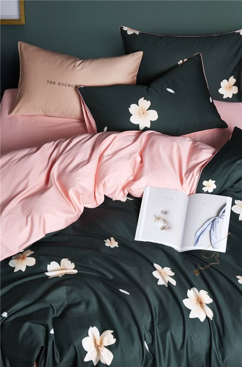 Egyptian Cotton Bright Flamingo Leaf King Queen Luxury Bedding Set 29 Colors 4/6 Pcs Egyptian Cotton Bright Flamingo Leaf King Queen Luxury Bedding Set 29 Colors 4/6 Pcs