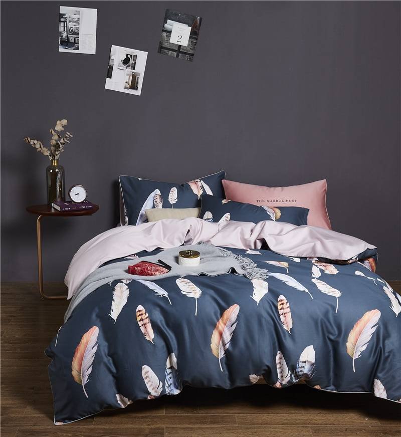 Egyptian Cotton Bright Flamingo Leaf King Queen Luxury Bedding Set 29 Colors 4/6 Pcs Egyptian Cotton Bright Flamingo Leaf King Queen Luxury Bedding Set 29 Colors 4/6 Pcs