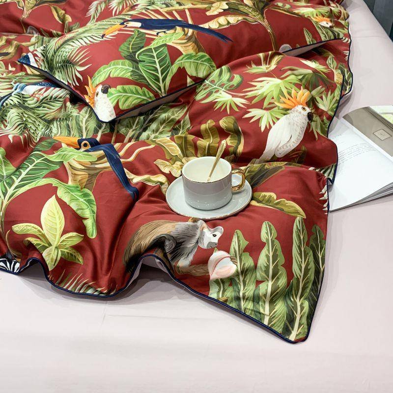 Egyptian Cotton Bright Flamingo Leaf King Queen Luxury Bedding Set 29 Colors 4/6 Pcs Egyptian Cotton Bright Flamingo Leaf King Queen Luxury Bedding Set 29 Colors 4/6 Pcs