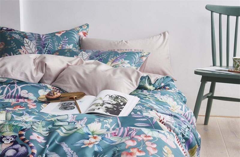 Egyptian Cotton Bright Flamingo Leaf King Queen Luxury Bedding Set 29 Colors 4/6 Pcs Egyptian Cotton Bright Flamingo Leaf King Queen Luxury Bedding Set 29 Colors 4/6 Pcs