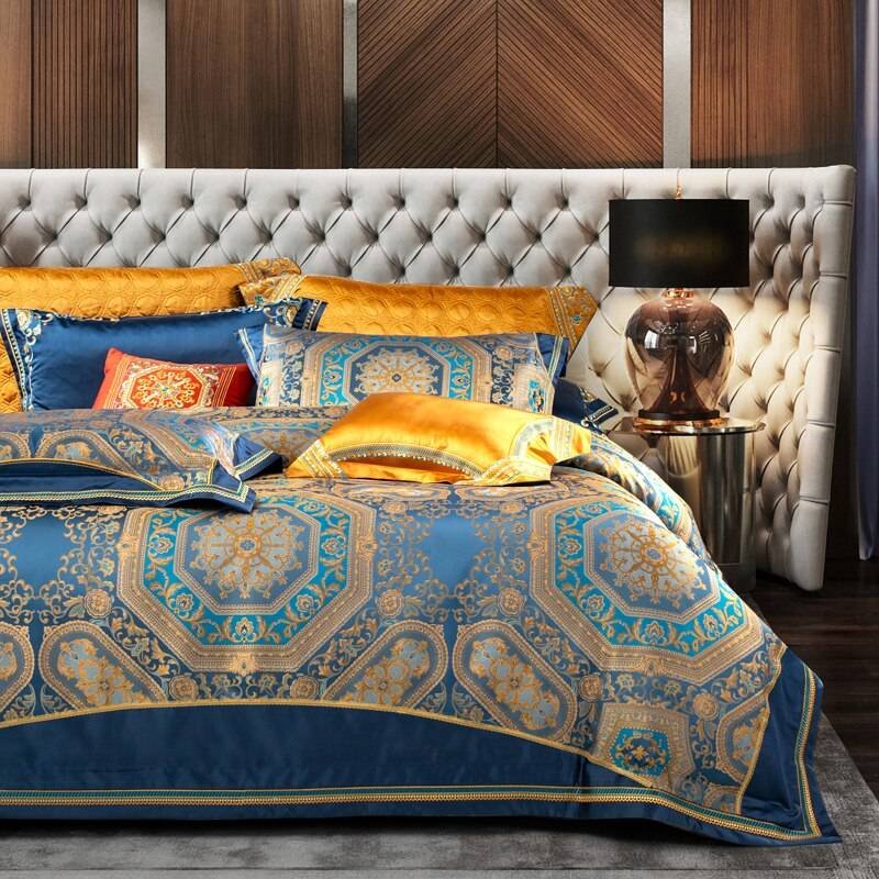 Chic Faux Silk Luxury Jacquard Embroidery Bedding Set 4/6/10Pcs Chic Faux Silk Luxury Jacquard Embroidery Bedding Set 4/6/10Pcs