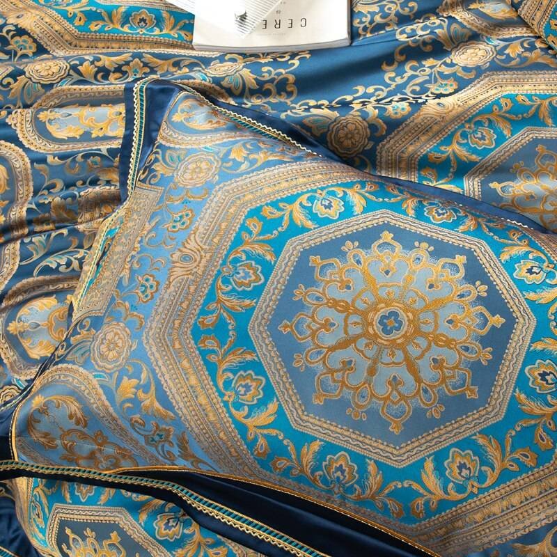 Chic Faux Silk Luxury Jacquard Embroidery Bedding Set 4/6/10Pcs Chic Faux Silk Luxury Jacquard Embroidery Bedding Set 4/6/10Pcs