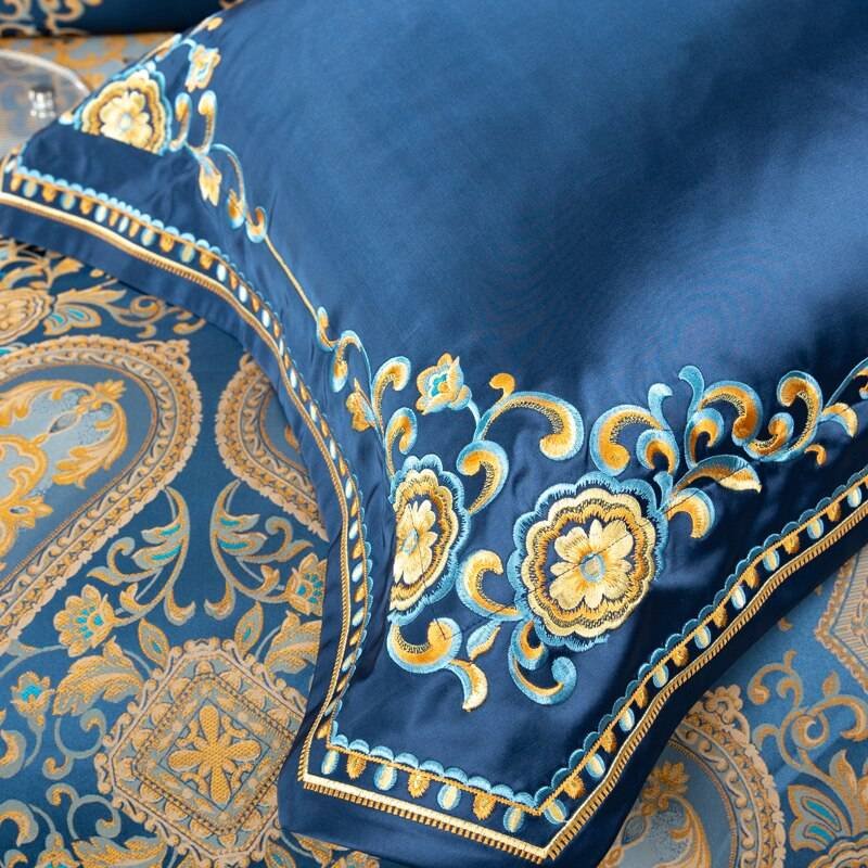 Chic Faux Silk Luxury Jacquard Embroidery Bedding Set 4/6/10Pcs Chic Faux Silk Luxury Jacquard Embroidery Bedding Set 4/6/10Pcs