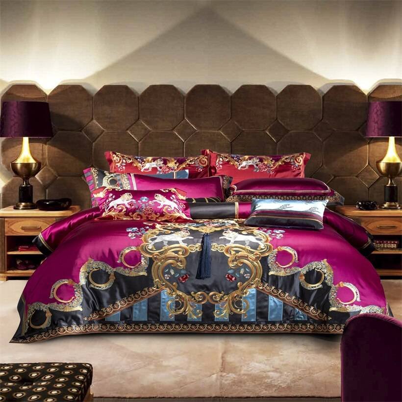 Chic Faux Silk Luxury Jacquard Embroidery Bedding Set 4/6/10Pcs Chic Faux Silk Luxury Jacquard Embroidery Bedding Set 4/6/10Pcs