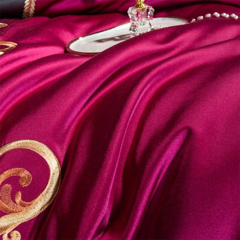 Chic Faux Silk Luxury Jacquard Embroidery Bedding Set 4/6/10Pcs Chic Faux Silk Luxury Jacquard Embroidery Bedding Set 4/6/10Pcs