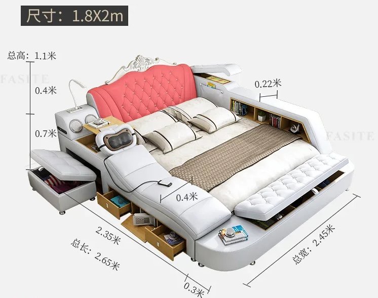 Luxury Multi-Functional Smart Massage Bed - Modern & Classic Styles Beds Furniture 