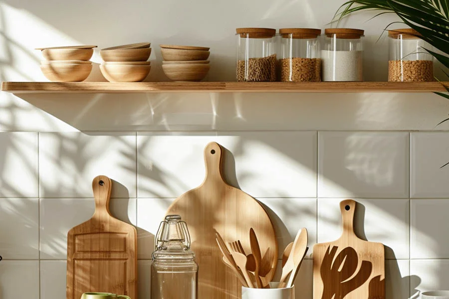 food storage containers with wooden lid