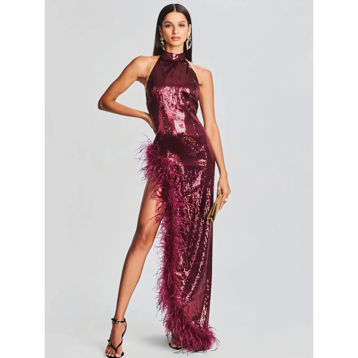 princess polly baby blue dress Harper Sequin Maxi Dress - Burgundy